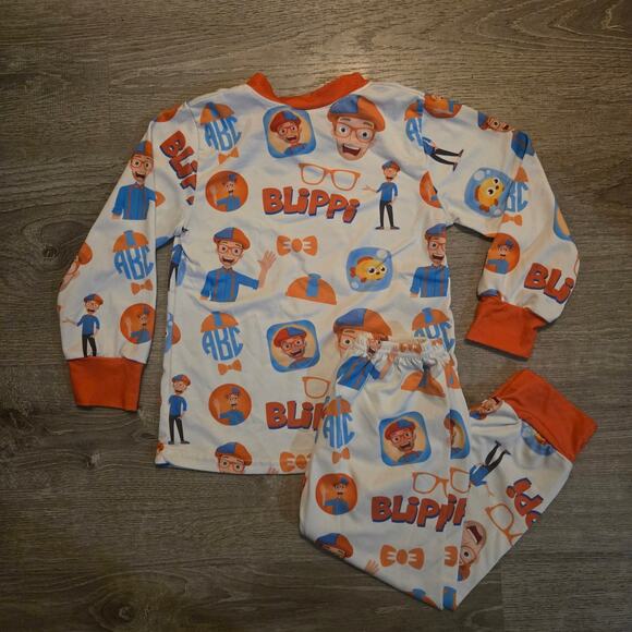 Boutique - Blippi Inspired Size 3T Two Piece LS Pj Pajamas White Orange Blue - Picture 7 of 7